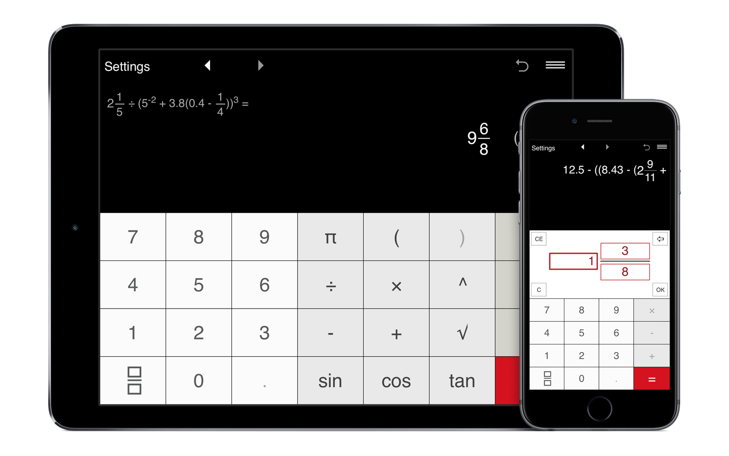 Fractions Pro - Calculadora de fracciones para iPhone, iPad y Android